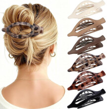 6 pinzas transparentes planas para el cabello para mujeres y niñas – Pinzas de garra medianas/grandes, sujeción fuerte, antideslizantes,