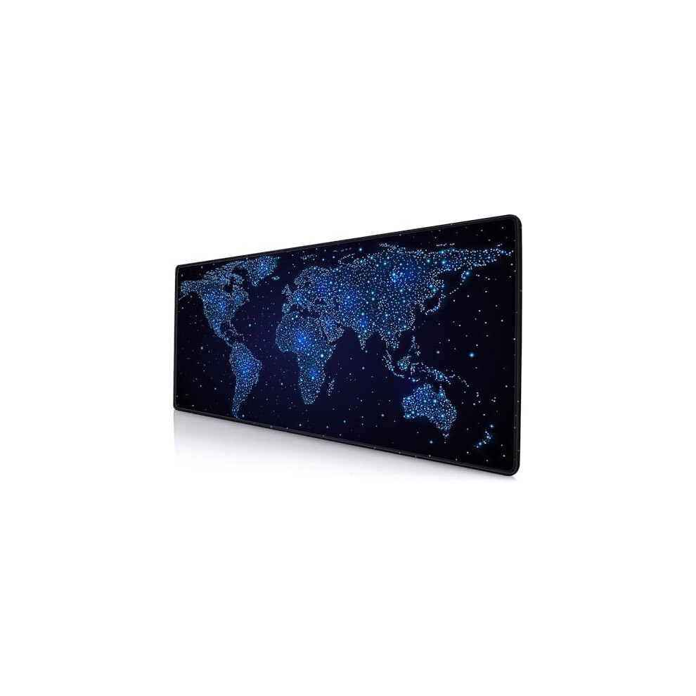 Large Galaxy World Map Gaming Mouse Pad, 31.5X11.8", Stitched Edges, Non-Slip Rubber Base Â Compatible With All Mice 9162407107360