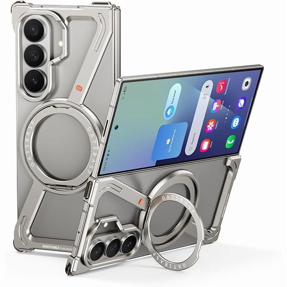 Minimalist Phone Case For Compatible With Samsung Galaxy Z Fold 7 Â 360 Rotating Kickstand, Aluminum Frameless Bumper, Shock-Resistant Shell 9499224198562