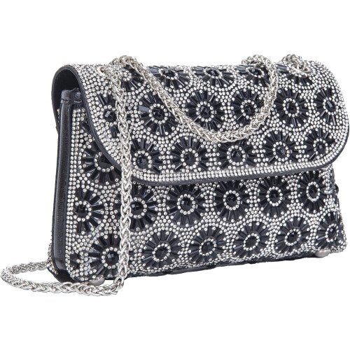 Borsa a tracolla da sera da donna con strass e catena