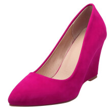 Damesschoenen met hak, zakelijke schoenen voor dames, casual comfortabele pumps, sleehakken, losse schoenen, damesschoenen in felroze, maat 7