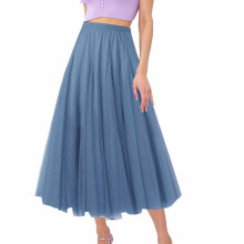 Jupe maxi, jupe plissée, jupe en résille, jupe féerique, jupe mi-longue, jupe de danse, jupes pour femmes, bleu ciel, taille XL