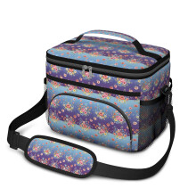 Geïsoleerde lunchtas met bloemenprint voor dames en heren – lekvrij, verstelbare schouderband, 25,4 x 17 x 20 cm, geschikt voor lunchboxen