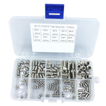 Kit assortimento di 200 viti a brugola in acciaio inossidabile con azionamento esagonale interno (argento)