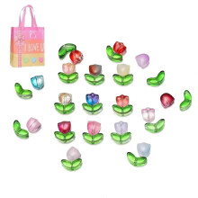 100 Stück Glasblumenperlen zur Schmuckherstellung - Durchscheinende DIY-Armbandperlen, Basteln ohne Nadel, Perfekt als Muttertagsgeschenk (XX)