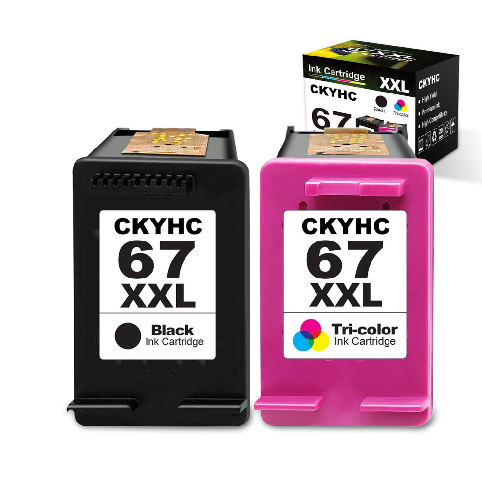 67Xxl Ink Cartridge Replacement Compatible With Envy 6030/6020/6052/6420/6452/6455, Deskjet 1210/1255, Plus 4155/4158 (1 1 Tri-Color) Black 9340258192487