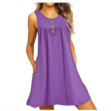VERUGU Nachthemd für Damen, ärmellos, Schlafanzug, Nachthemd mit V-Ausschnitt, Henley-Tunika, Tankkleid, lässiges Loungewear-Kleid, locker