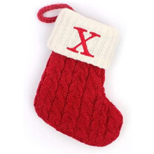 Red & White Knit Christmas Stocking with Initials