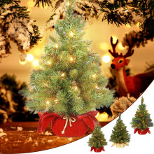 Pre-lit Mini Artificial Christmas Tree with Lights & Cloth Bag Base – Tabletop Xmas Decor