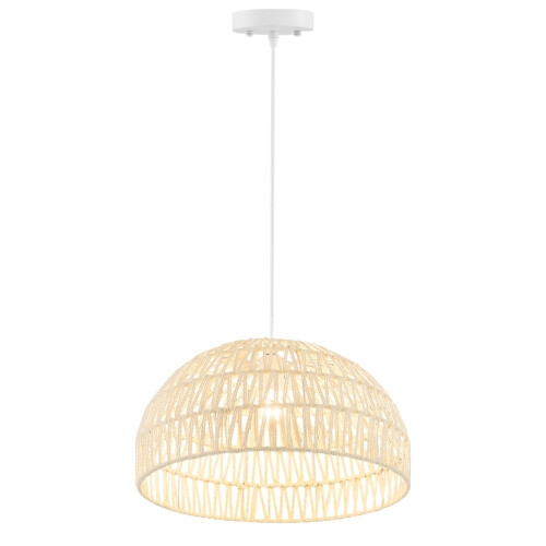 Pendant Light with Paper Rope Shade and Adjustable Wire