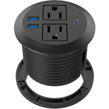 Zapuštěná stolní napájecí průchodka se zásuvkami a portem USB-C