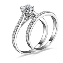 Women Engagement Wedding 2Pcs Set Cubic Zirconia 925 Sterling Silver Rings Size 6-10,Ring
