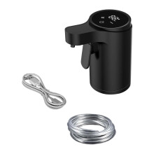 Carafe électrique avec fonction d'oxygénation, chargement USB et dosage réglable.