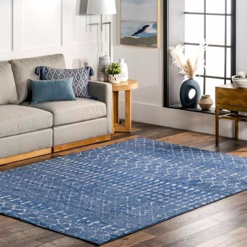 Moroccan Blythe area rug dark blue 2x3 ft