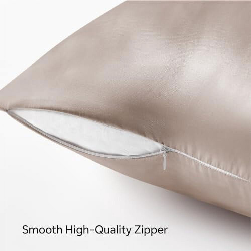 Σατέν Μαξιλαροθήκη με Φερμουάρ, Ροζ-Μαύρο, Queen Size - Συσκευασία των 2, Υπερ-Μαλακή & 2