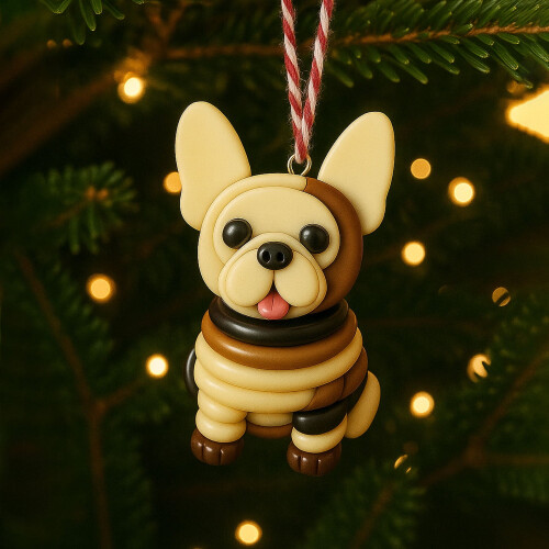 Orange Button Dog Ornament Christmas Tree Decoration 2