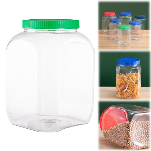 Clear Plastic Storage Jars with Red Lids – Airtight & 1