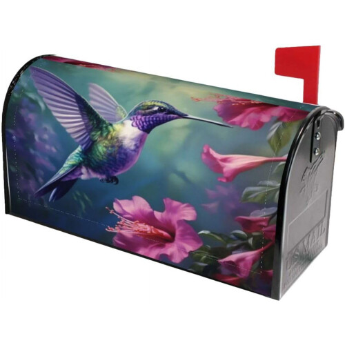 Κάλυμμα γραμματοκιβωτίου Hummingbirds σε φούξια χρώμα, αδιάβροχο μαγνητικό κάλυμμα 1