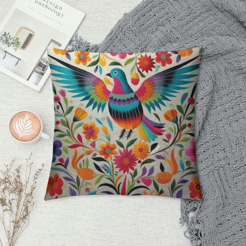 Housse de coussin décorative colorée style mexicain 1