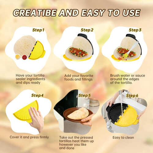 Σφραγιστικό τορτίγιας για quesadillas & tacos, περιλαμβάνει 2 βούρτσες & 10 γάντια – 2