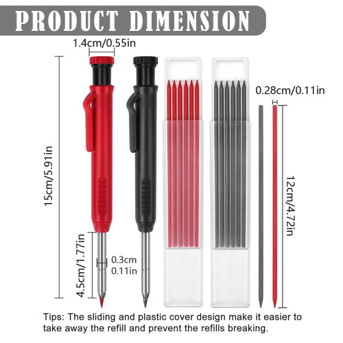 Μηχανικό μολύβι ξυλουργού Comfort-Grip – Επαναγεμιζόμενο, Ανθεκτικό στη θραύση, 2