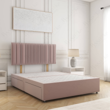 (Pink, 6ft Super King (No Mattress))) Florence Plush Velvet Divan Double Bed with 2 Storage Drawers 24” Headboard Mattress