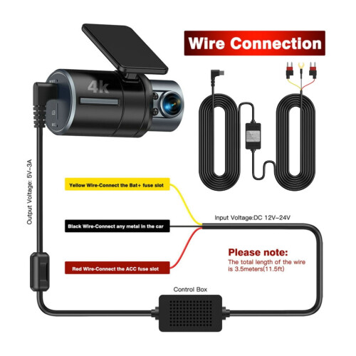 Κιτ καλωδίωσης κάμερας αυτοκινήτου USB-C με ασφάλεια και χαμηλή τάση 1