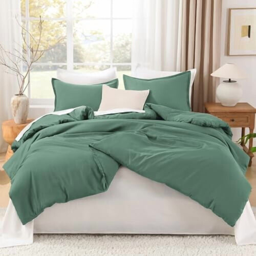 Ensemble de couette California King en vert brume 2