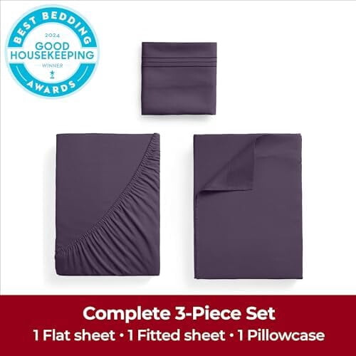 Ensemble de draps en microfibre King, 4 pièces, poches profondes 1