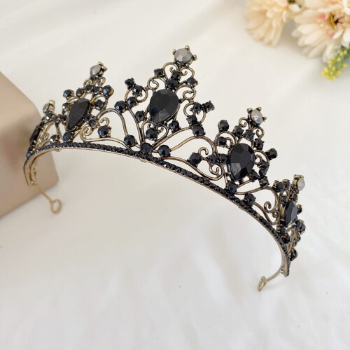 Black Rhinestone Tiara Crown Headband 2