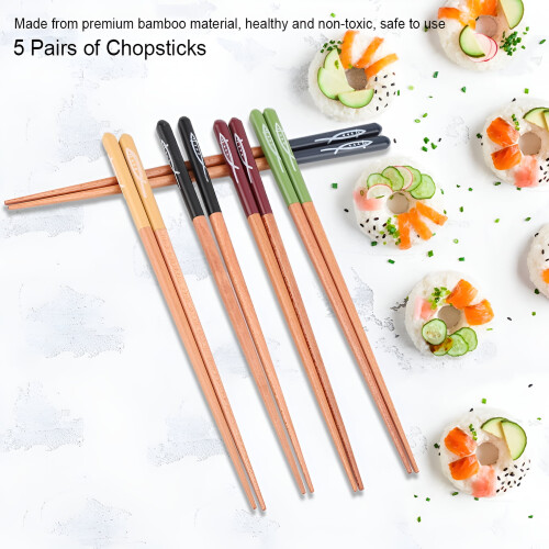 ACDANC5Pairs Σετ μπαμπού chopsticks ιαπωνικού στιλ από φυσικά ξύλινα chopsticks με κουτί δώρου 2