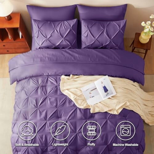 Purple Full Size Comforter Set 7-Piece Pinch Pleat 1
