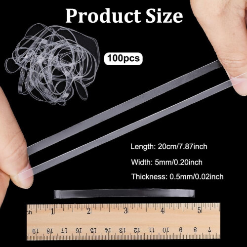 100 klare TPU-gummibånd 20 cm x 5 mm 1