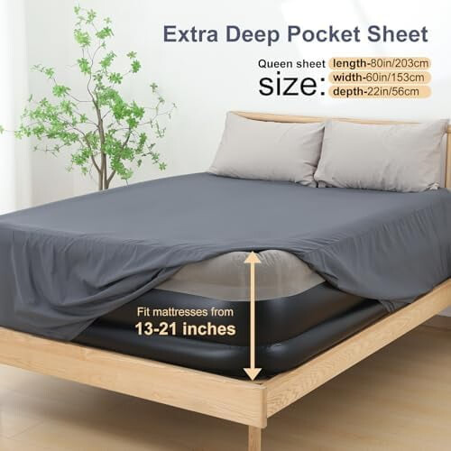 Σεντόνι Queen με τσέπες Extra Deep Pocket για στρώμα αέρα, κατάλληλο για 13-21", με ελαστικό 2