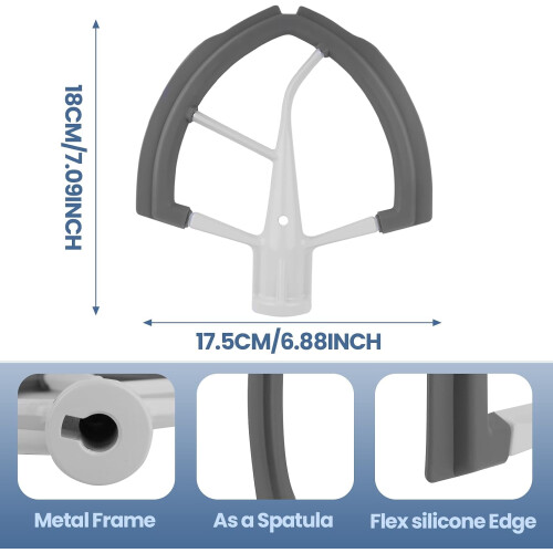 Αναδευτήρας Flex Edge κατάλληλος για μίξερ βάσης Kitchenaid 6 λίτρων με ανυψωτικό μπολ, 2
