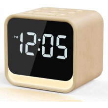 Wooden Sound Machine Alarm Clock – Gentle Birdsong & White Noise, Small Digital Clock, Maple Wood, Compatible with Phone-Free Routine