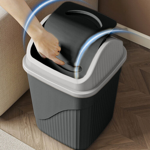 Upgraded Trash Can – Large Square Lidded Bin – Black Home Storage and Organization 2