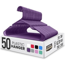 Lot de 50 cintres en plastique - Gain de place optimal - Résistants et robustes - Parfaits pour organiser votre dressing grâce à leurs rainures