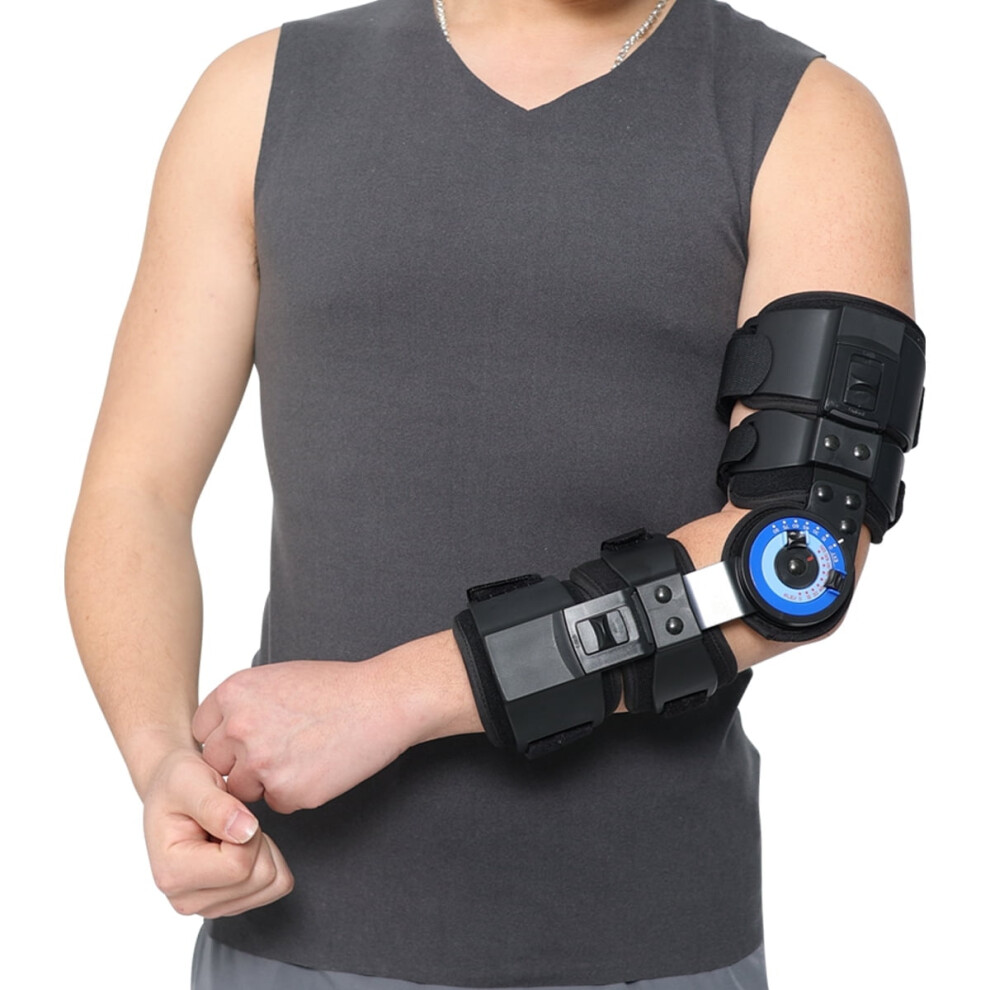 Hinged ROM Elbow Brace, Adjustable Post OP Elbow Brace Stabilizer Splint Arm Injury Recovery Support After Surgeryï¼Mam & Women(Left)