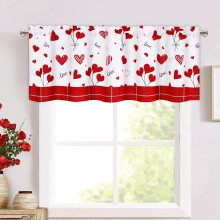Rideaux de cuisine pour la Saint-Valentin – Cantonnière à carreaux rouges et noirs, passe-tringle, 52 x 18 pouces, compatible avec les tringles