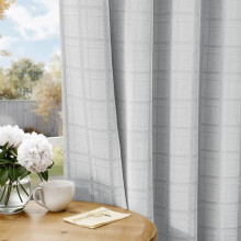 Grey Plaid Jacquard Blackout Curtains 52x63", 2 Panels, Grommet Top, Thermal Insulated, Soundproof, Compatible with Standard Rod