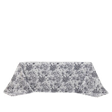 BalsaCircle90x132 pouces Nappe ronde/carrée vintage florale rustique blanche à motif toile de Jouy noire en polyester lavable