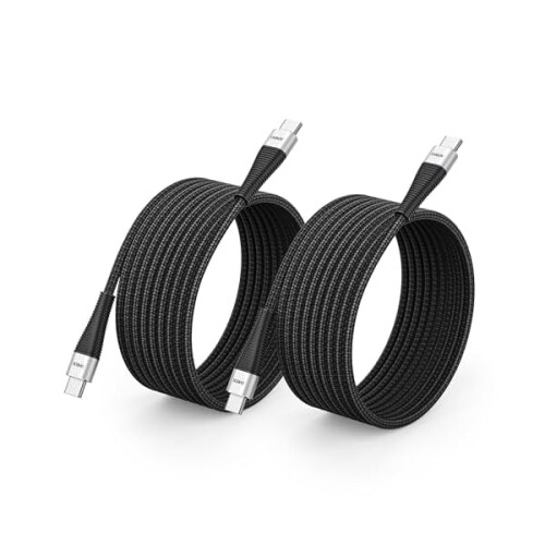 Καλώδιο ZLC15FT USB-C σε USB-C, 2 τεμάχια, γρήγορη φόρτιση 100W, πλεγμένο καλώδιο συμβατό με