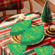 Lot de 20 serviettes de table jetables 3 plis, décorées de motifs Père Noël et sapin, pour vos fêtes de fin d'année.