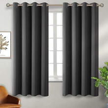 Blackout Curtains for Bedroom - Grommet Thermal Insulated Room Darkening Curtains for Living Room, Set of 2 Panels, Each 46 x 63 Inch, Dark Grey
