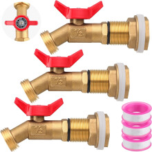 Brass Rain Barrel Spigot Kit with Heavy Duty Bulkhead & Quarter-Turn Ball Valve – Compatible with Aquariums, Tanks, Tubs, Pools