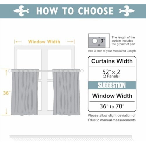 Grey Grommet Curtains 42x63in 2-Pack Thermal Blackout 1