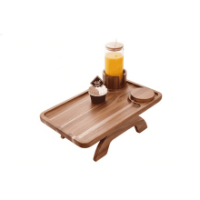 EDX bijzettafel van acaciahout, 3-in-1 organizer met draaibare telefoonhouder en bekerhouders voor bank, bed of relaxfauteuil, bruin