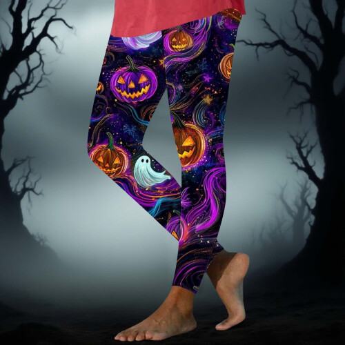 Γυναικείο παντελόνι γιόγκα με θέμα το Halloween και την νυχτερίδα – Εορταστικό κολάν 1