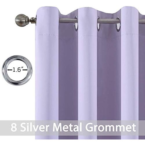 Conjunto de 2 painéis de cortina térmica blackout lilás, 132 x 213 cm (52 x 84 polegadas). 2